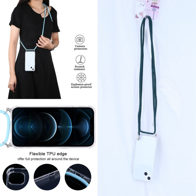 For iPhone 13 mini Four-corner Shockproof Transparent TPU Protective Case with Lanyard