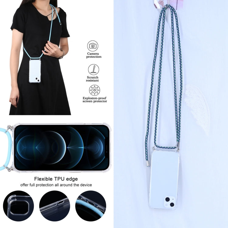 For iPhone 13 mini Four-corner Shockproof Transparent TPU Protective Case with Lanyard