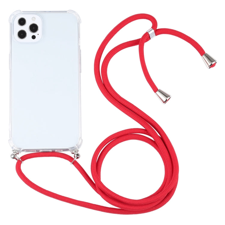 For iPhone 13 Pro Four-corner Shockproof Transparent TPU Protective Case with Lanyard