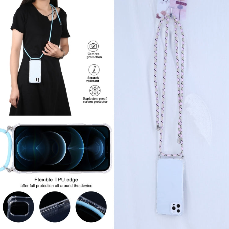 For iPhone 13 Pro Four-corner Shockproof Transparent TPU Protective Case with Lanyard