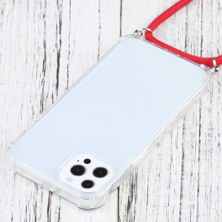 For iPhone 13 Pro Four-corner Shockproof Transparent TPU Protective Case with Lanyard