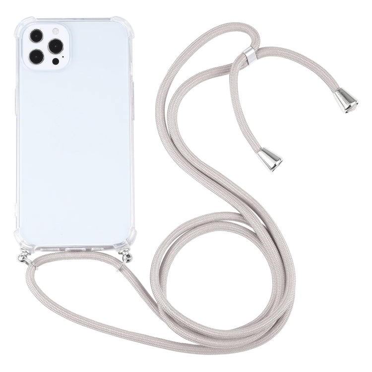 For iPhone 13 Pro Four-corner Shockproof Transparent TPU Protective Case with Lanyard