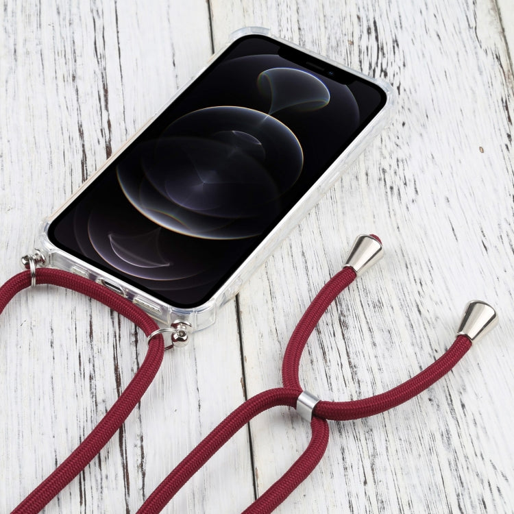 For iPhone 13 Pro Four-corner Shockproof Transparent TPU Protective Case with Lanyard