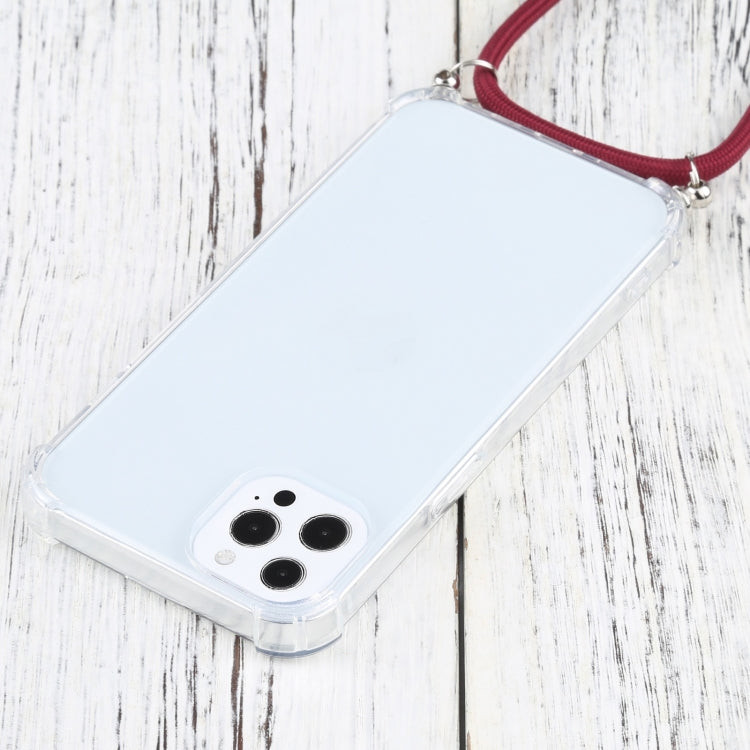 For iPhone 13 Pro Four-corner Shockproof Transparent TPU Protective Case with Lanyard