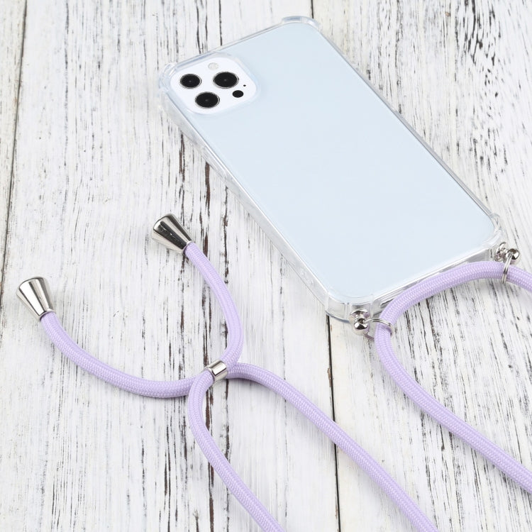 For iPhone 13 Pro Four-corner Shockproof Transparent TPU Protective Case with Lanyard
