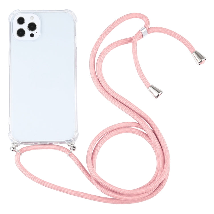 For iPhone 13 Pro Four-corner Shockproof Transparent TPU Protective Case with Lanyard