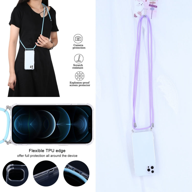 For iPhone 13 Pro Four-corner Shockproof Transparent TPU Protective Case with Lanyard