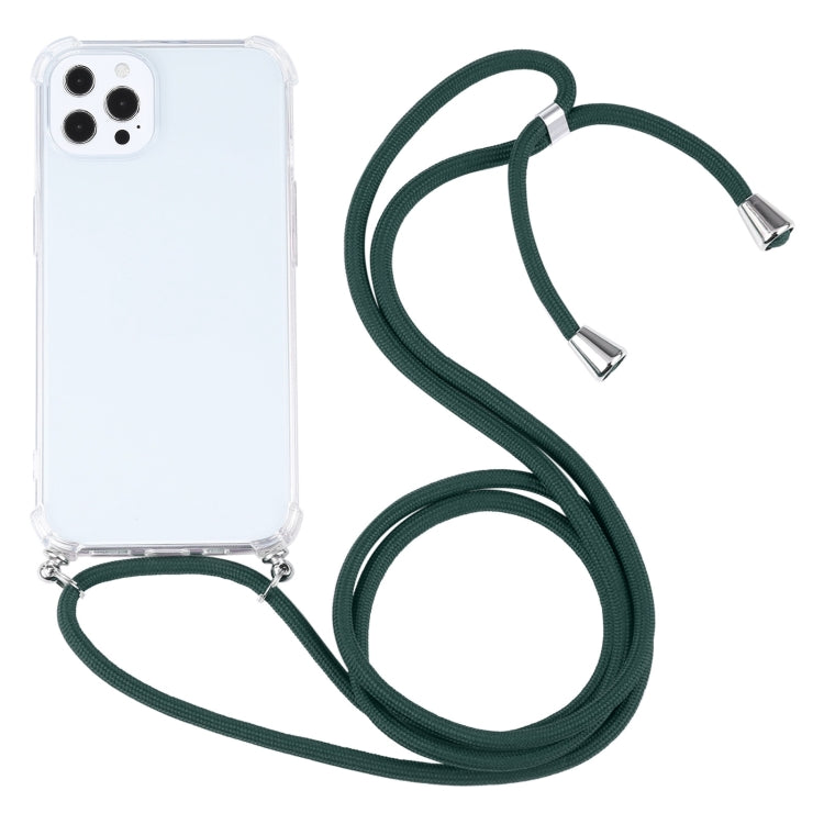 For iPhone 13 Pro Four-corner Shockproof Transparent TPU Protective Case with Lanyard