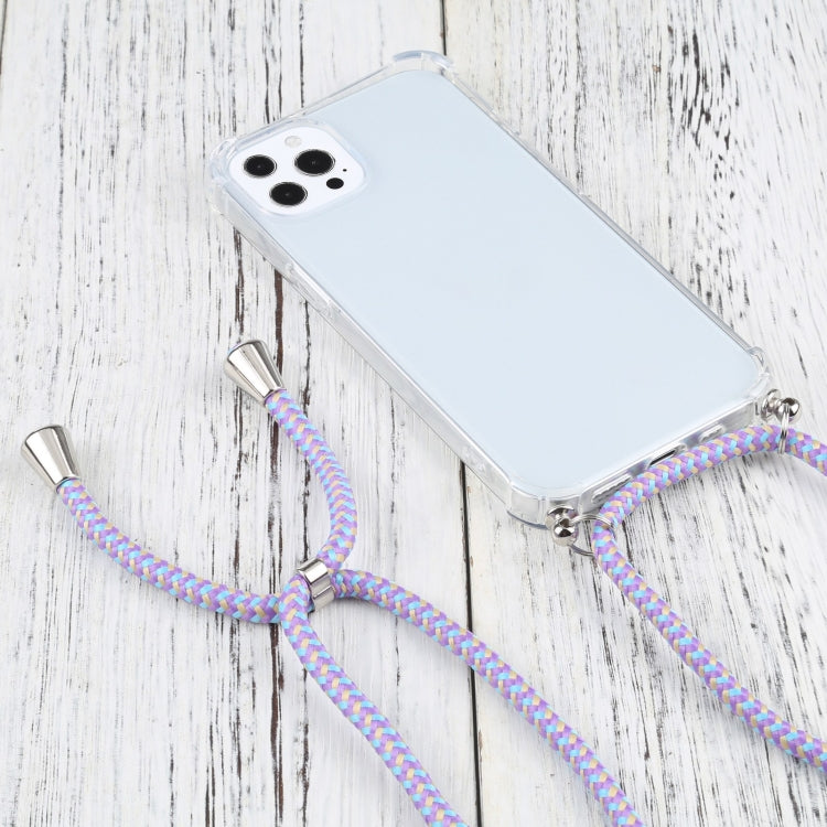 For iPhone 13 Pro Four-corner Shockproof Transparent TPU Protective Case with Lanyard