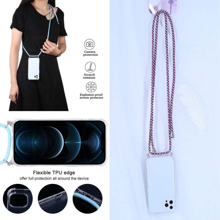 For iPhone 13 Pro Four-corner Shockproof Transparent TPU Protective Case with Lanyard