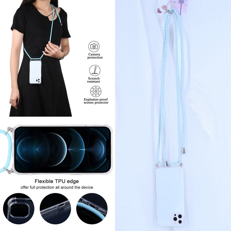 For iPhone 13 Pro Max Four-corner Shockproof Transparent TPU Protective Case with Lanyard