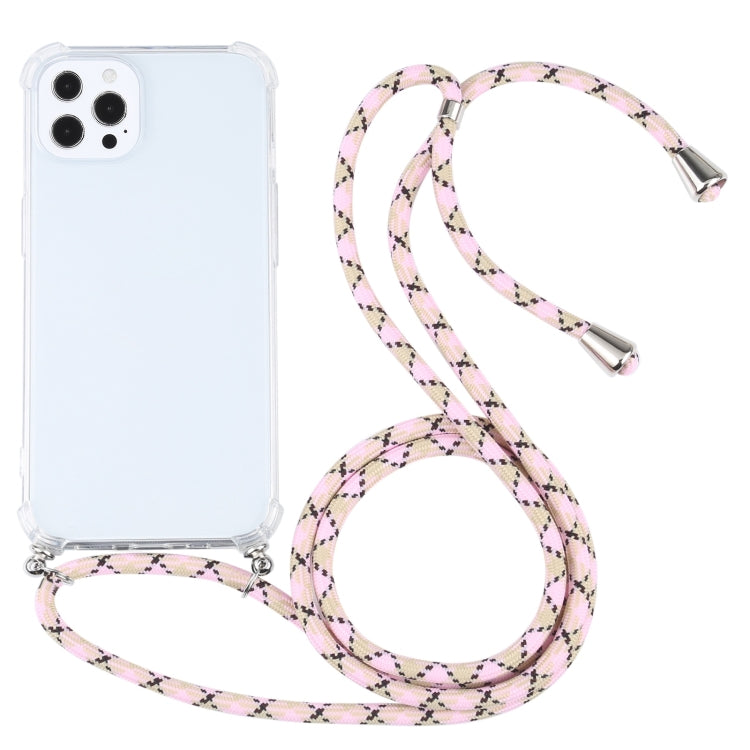 For iPhone 13 Pro Max Four-corner Shockproof Transparent TPU Protective Case with Lanyard
