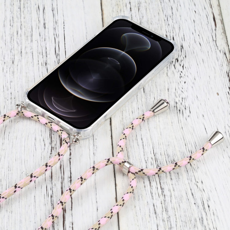 For iPhone 13 Pro Max Four-corner Shockproof Transparent TPU Protective Case with Lanyard