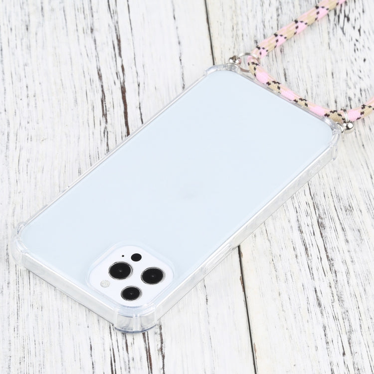 For iPhone 13 Pro Max Four-corner Shockproof Transparent TPU Protective Case with Lanyard