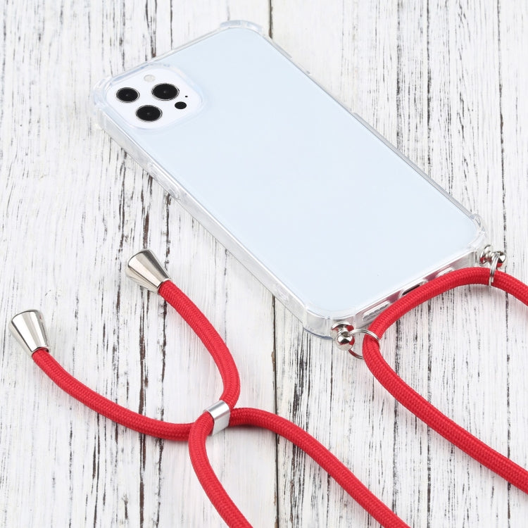 For iPhone 13 Pro Max Four-corner Shockproof Transparent TPU Protective Case with Lanyard