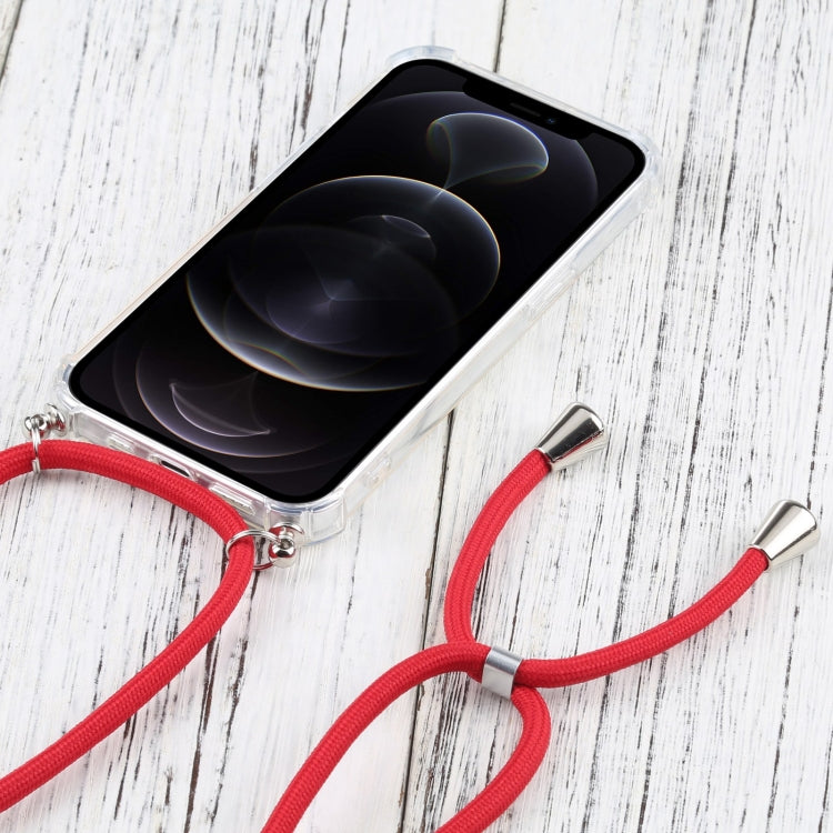 For iPhone 13 Pro Max Four-corner Shockproof Transparent TPU Protective Case with Lanyard