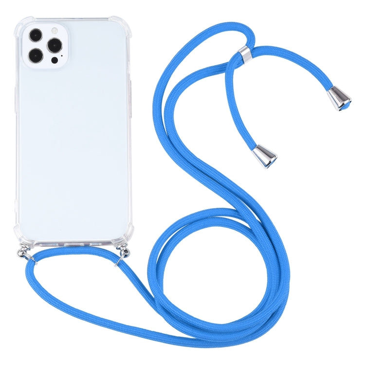 For iPhone 13 Pro Max Four-corner Shockproof Transparent TPU Protective Case with Lanyard
