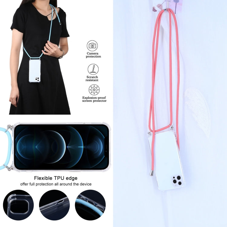 For iPhone 13 Pro Max Four-corner Shockproof Transparent TPU Protective Case with Lanyard