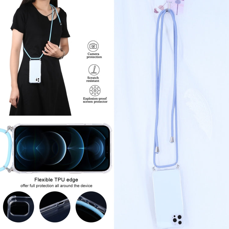 For iPhone 13 Pro Max Four-corner Shockproof Transparent TPU Protective Case with Lanyard
