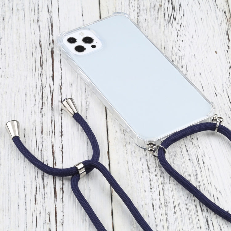 For iPhone 13 Pro Max Four-corner Shockproof Transparent TPU Protective Case with Lanyard