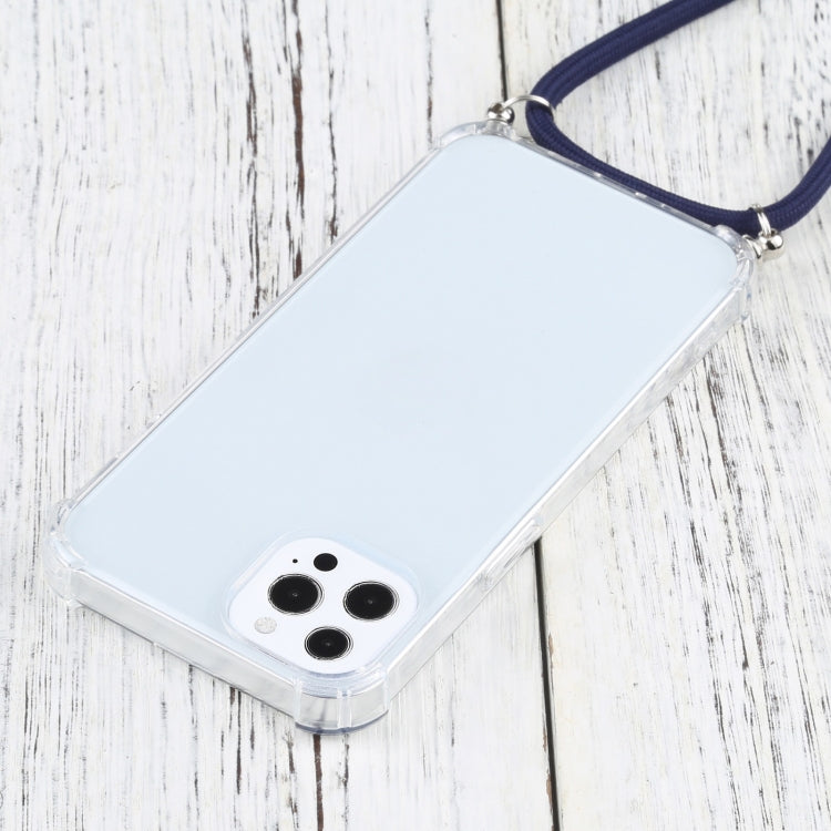 For iPhone 13 Pro Max Four-corner Shockproof Transparent TPU Protective Case with Lanyard