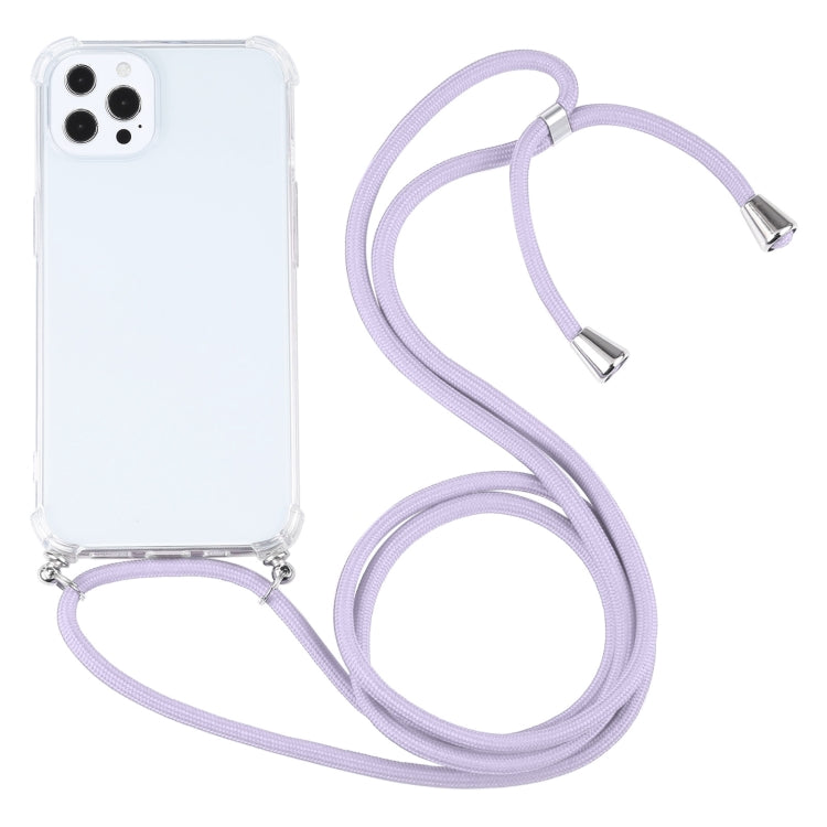 For iPhone 13 Pro Max Four-corner Shockproof Transparent TPU Protective Case with Lanyard