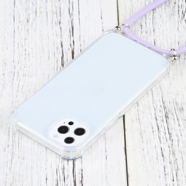 For iPhone 13 Pro Max Four-corner Shockproof Transparent TPU Protective Case with Lanyard