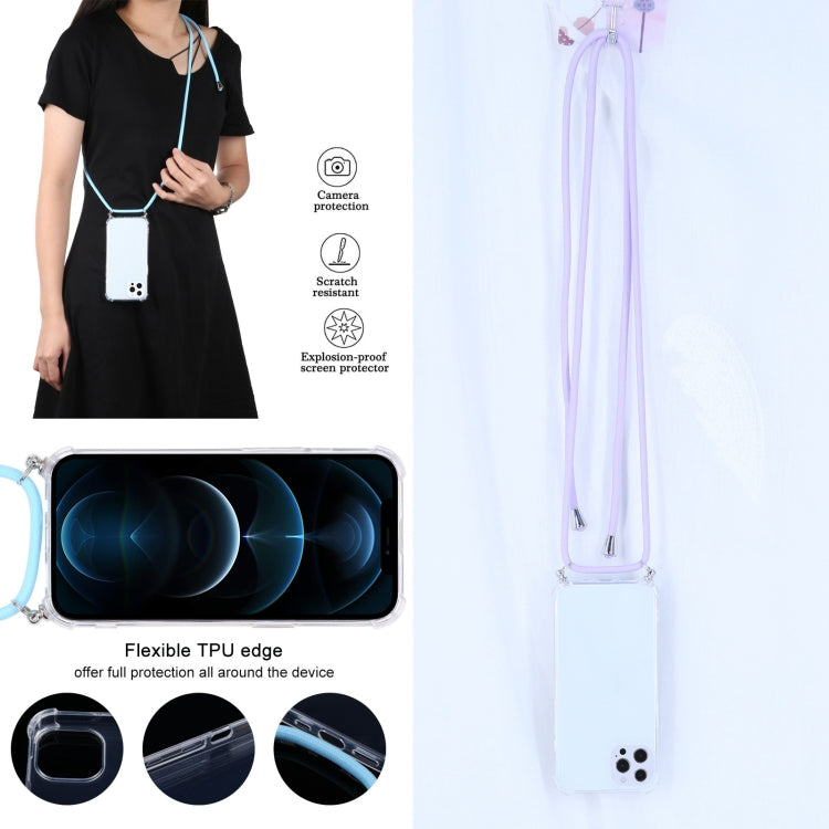 For iPhone 13 Pro Max Four-corner Shockproof Transparent TPU Protective Case with Lanyard