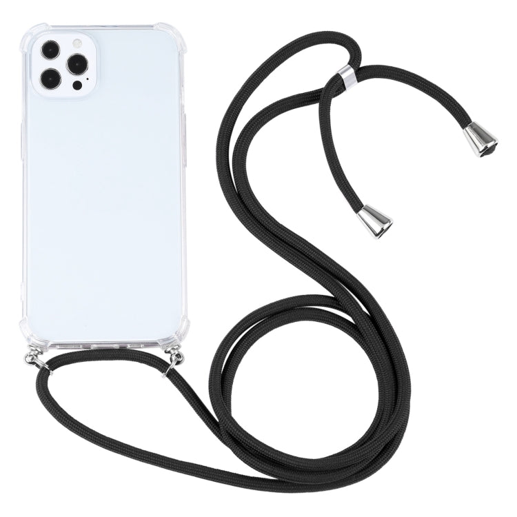 For iPhone 13 Pro Max Four-corner Shockproof Transparent TPU Protective Case with Lanyard