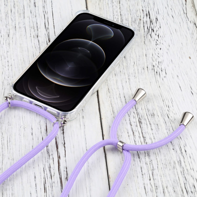 For iPhone 13 Pro Max Four-corner Shockproof Transparent TPU Protective Case with Lanyard