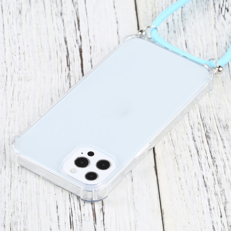 For iPhone 13 Pro Max Four-corner Shockproof Transparent TPU Protective Case with Lanyard
