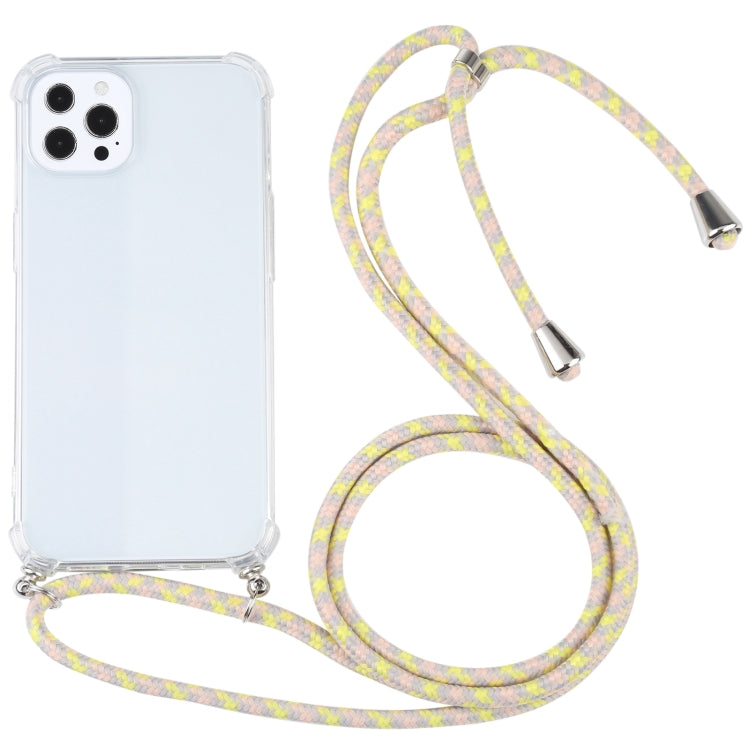 For iPhone 13 Pro Max Four-corner Shockproof Transparent TPU Protective Case with Lanyard