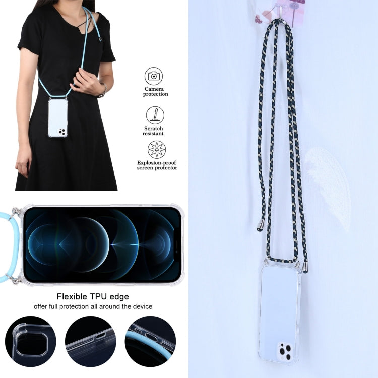 For iPhone 13 Pro Max Four-corner Shockproof Transparent TPU Protective Case with Lanyard