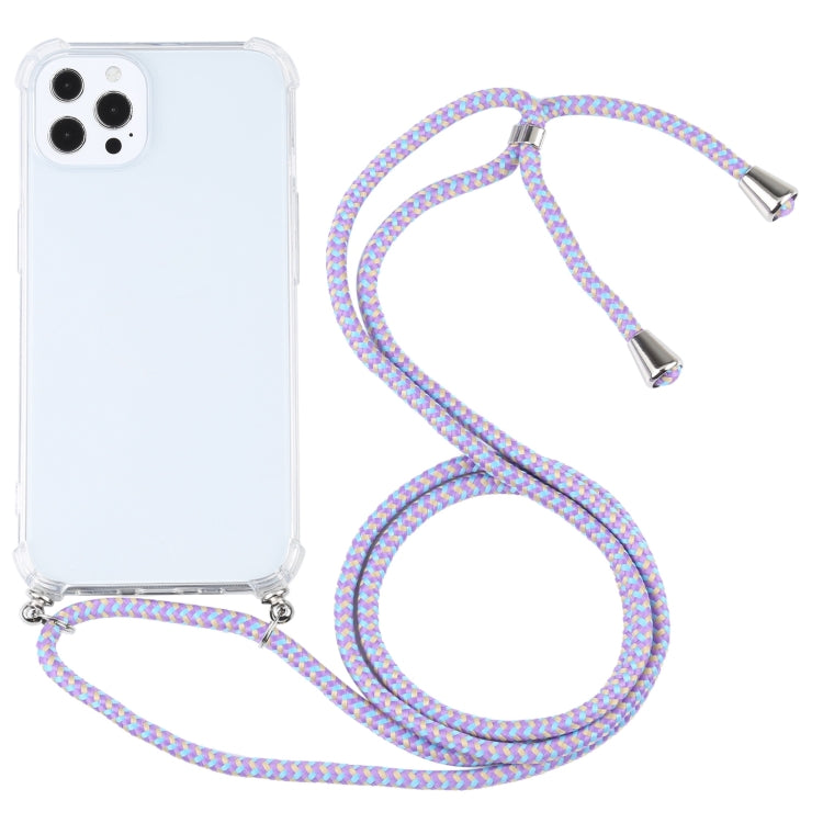 For iPhone 13 Pro Max Four-corner Shockproof Transparent TPU Protective Case with Lanyard