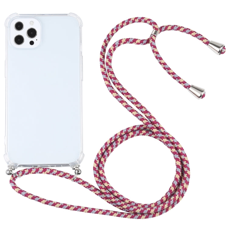 For iPhone 13 Pro Max Four-corner Shockproof Transparent TPU Protective Case with Lanyard