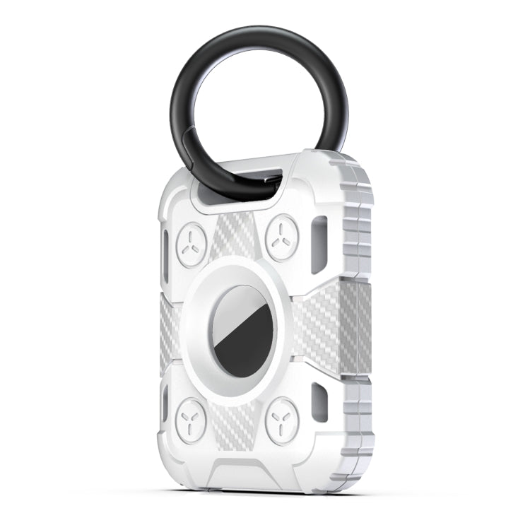 Tank Armor Anti-scratch Shockproof Carbon Fiber TPU Protective Cover Case with Keychain Ring Loop For AirTag
