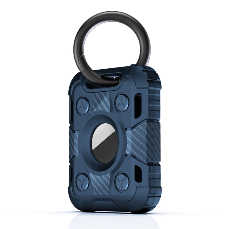 Tank Armor Anti-scratch Shockproof Carbon Fiber TPU Protective Cover Case with Keychain Ring Loop For AirTag