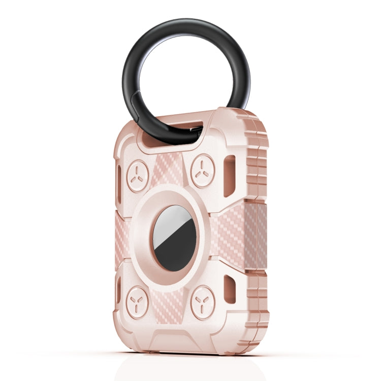 Tank Armor Anti-scratch Shockproof Carbon Fiber TPU Protective Cover Case with Keychain Ring Loop For AirTag
