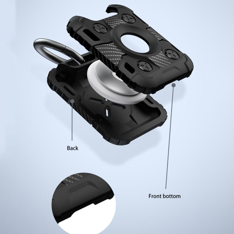 Tank Armor Anti-scratch Shockproof Carbon Fiber TPU Protective Cover Case with Keychain Ring Loop For AirTag