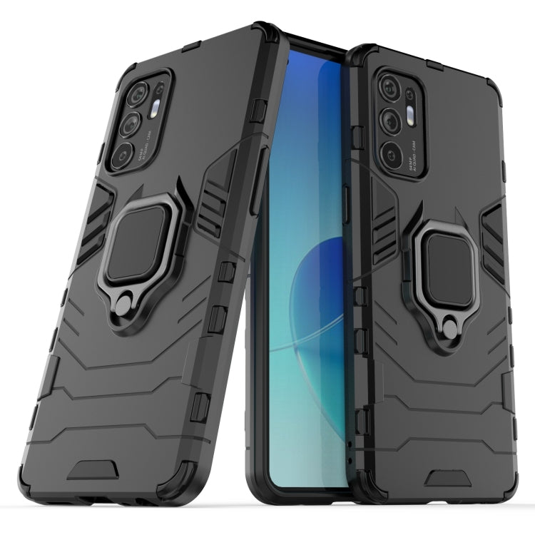 For OPPO Reno6 4G PC + TPU Shockproof Protective Case with Magnetic Ring Holder