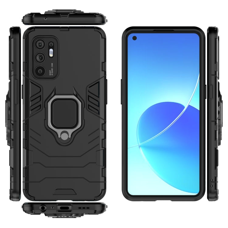 For OPPO Reno6 4G PC + TPU Shockproof Protective Case with Magnetic Ring Holder