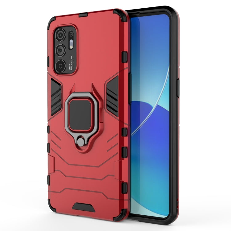 For OPPO Reno6 4G PC + TPU Shockproof Protective Case with Magnetic Ring Holder