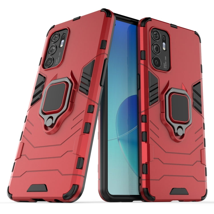 For OPPO Reno6 4G PC + TPU Shockproof Protective Case with Magnetic Ring Holder