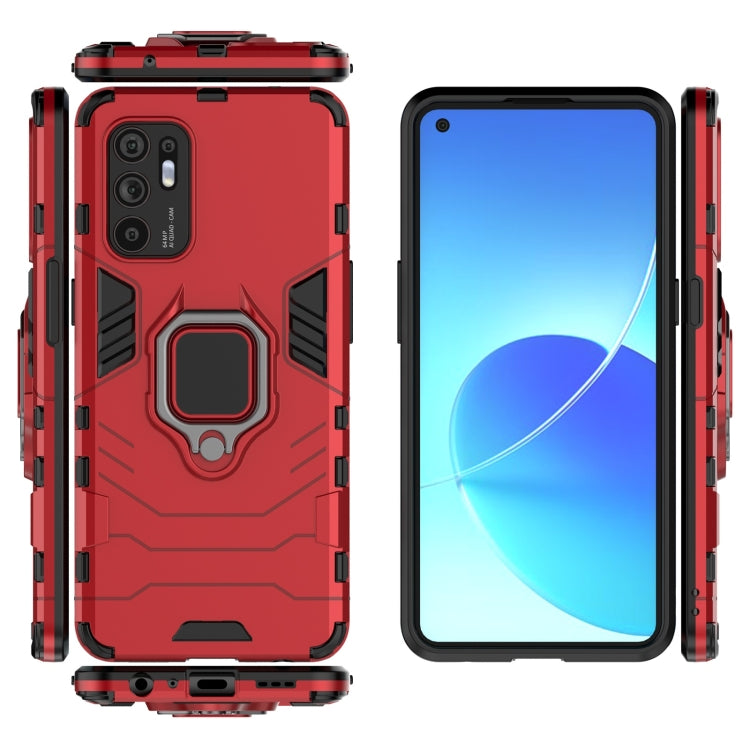 For OPPO Reno6 4G PC + TPU Shockproof Protective Case with Magnetic Ring Holder