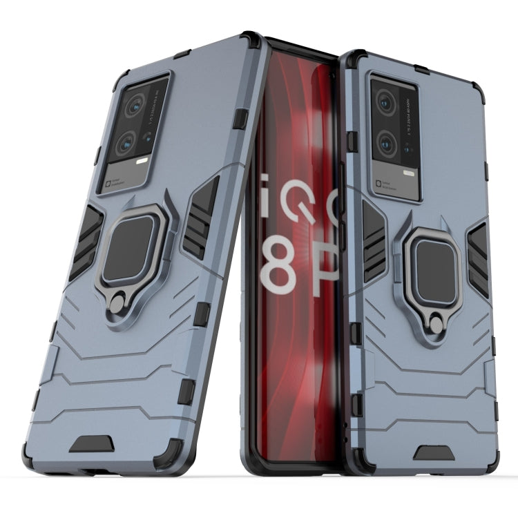 For vivo iQOO 8 Pro PC + TPU Shockproof Protective Case with Magnetic Ring Holder