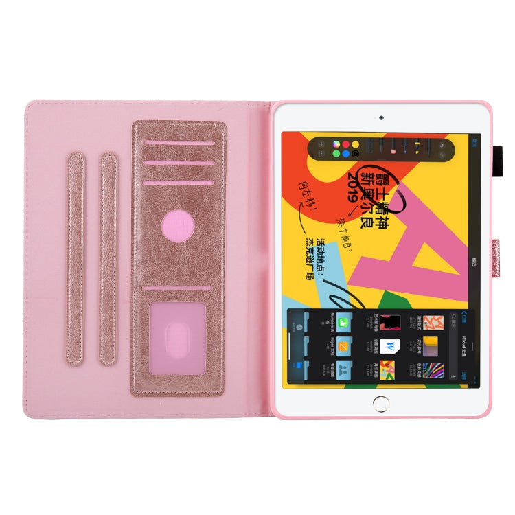 Glitter Powder Stitching Hot-pressed Changing PU Leather Case with Holder & Card Slots & Sleep / Wake-up Function For iPad 9.7 2018 / 2017