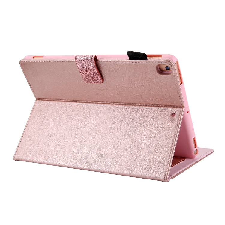 Glitter Powder Stitching Hot-pressed Changing PU Leather Case with Holder & Card Slots & Sleep / Wake-up Function For iPad 9.7 2018 / 2017
