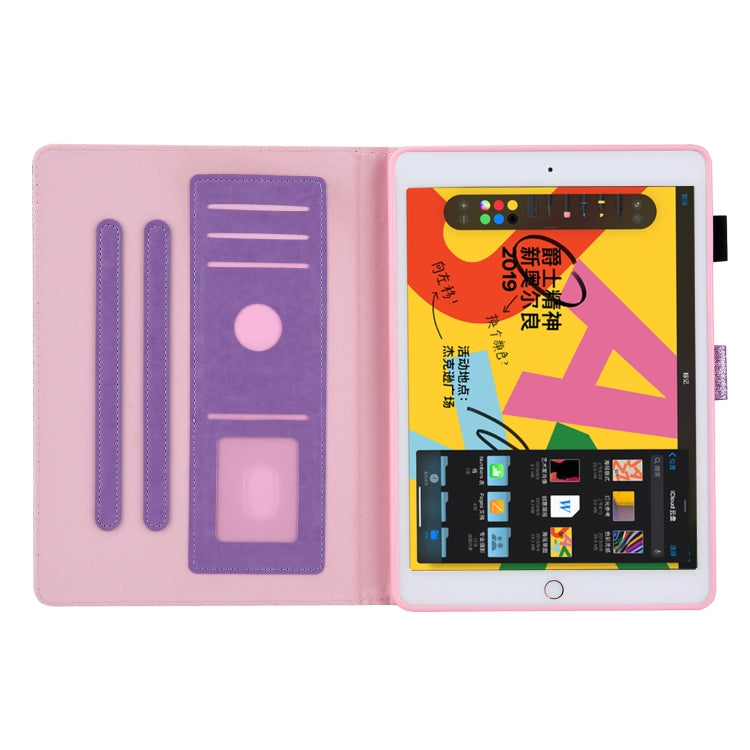 Glitter Powder Stitching Hot-pressed Changing PU Leather Case with Holder & Card Slots & Sleep / Wake-up Function For iPad 9.7 2018 / 2017
