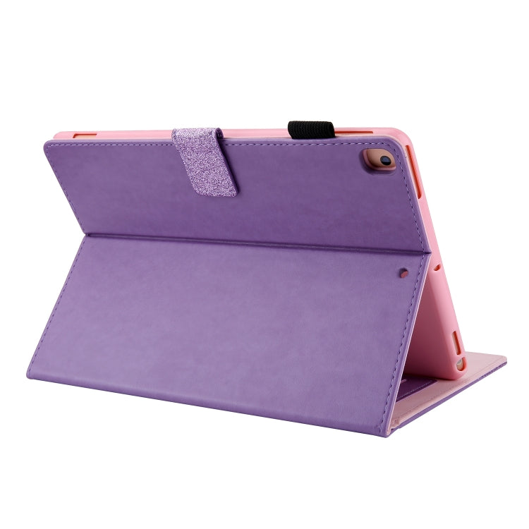 Glitter Powder Stitching Hot-pressed Changing PU Leather Case with Holder & Card Slots & Sleep / Wake-up Function For iPad 9.7 2018 / 2017