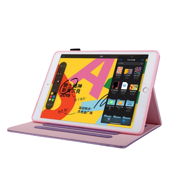Glitter Powder Stitching Hot-pressed Changing PU Leather Case with Holder & Card Slots & Sleep / Wake-up Function For iPad 9.7 2018 / 2017